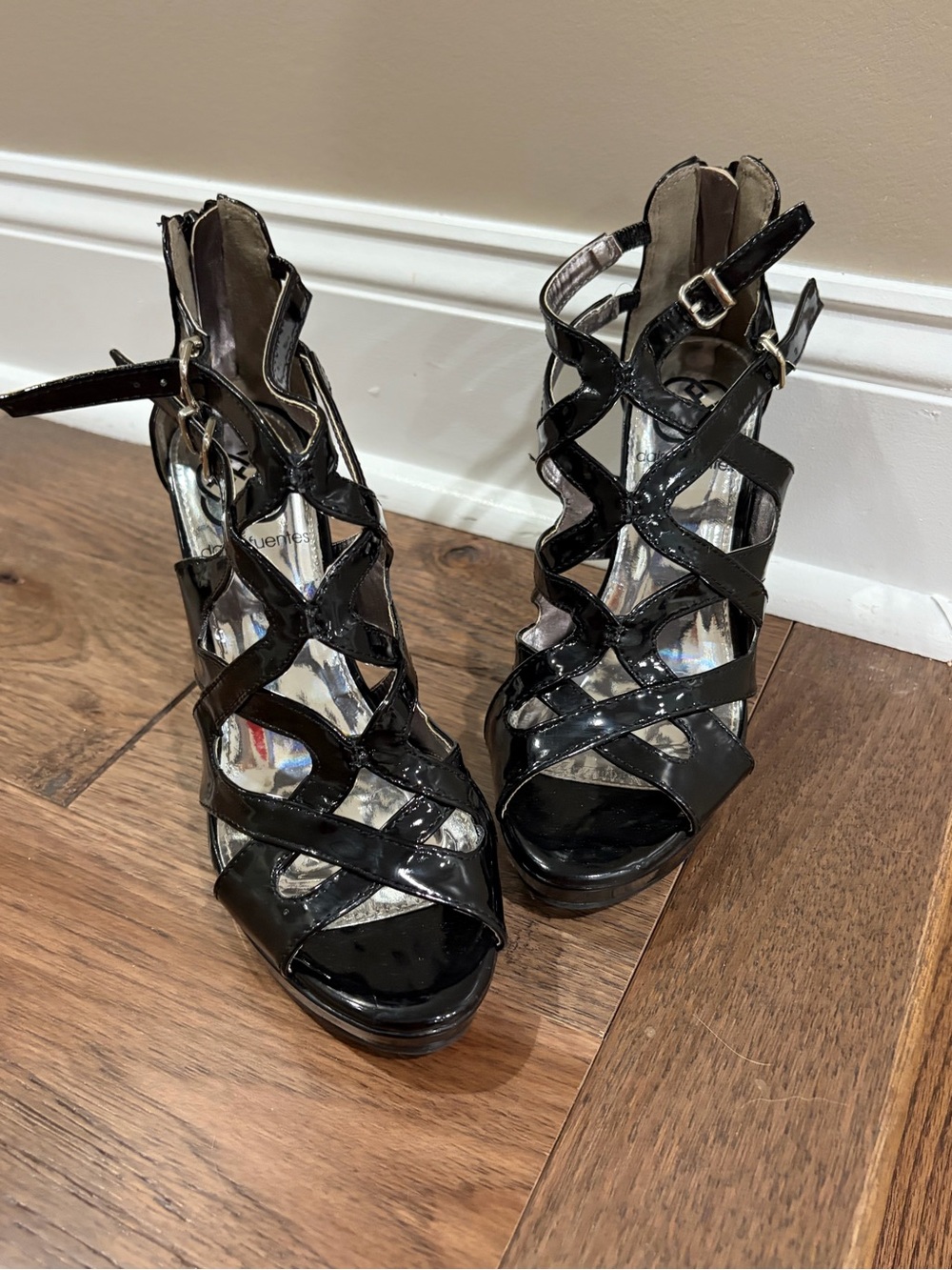 Strappy Patent Black Women’s High Heel Sandals